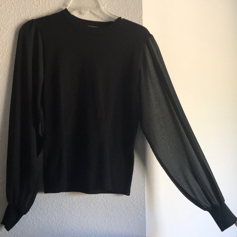 Forever 21 XL black long sheer sleeve blouse